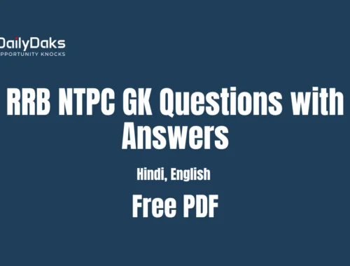 RRB NTPC GK Questions with Answers