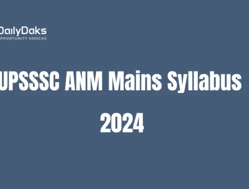 UPSSSC ANM Mains Syllabus 2024